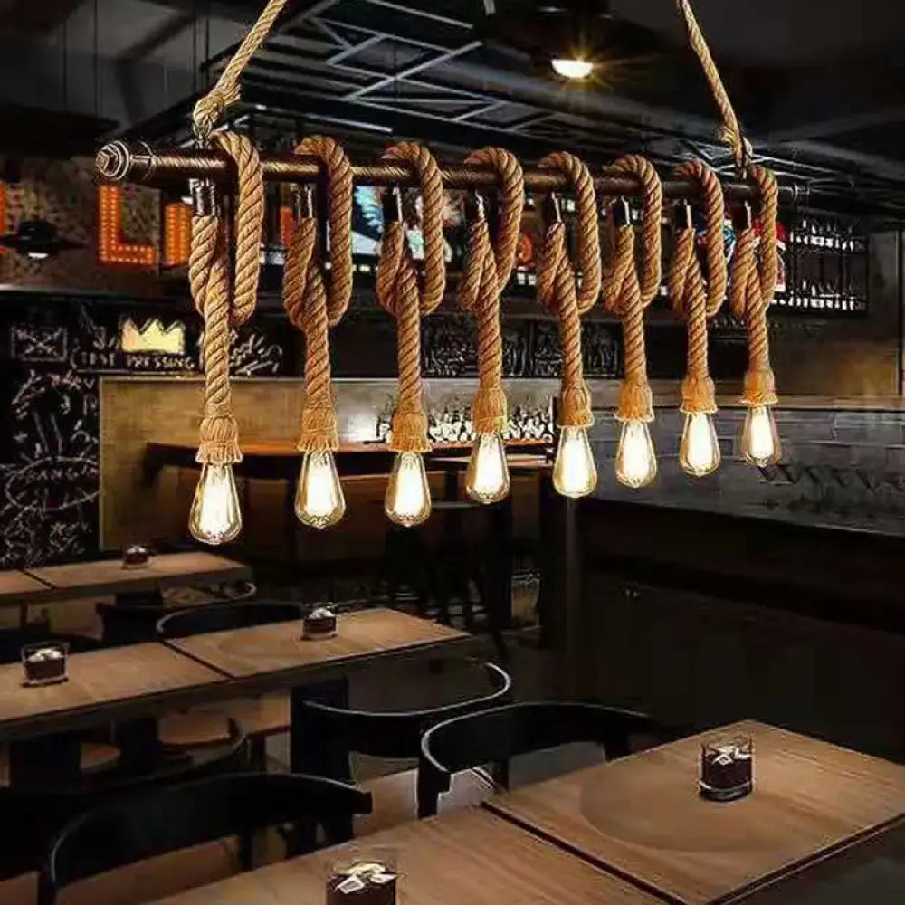 Hemp Rope Wood Chandelier