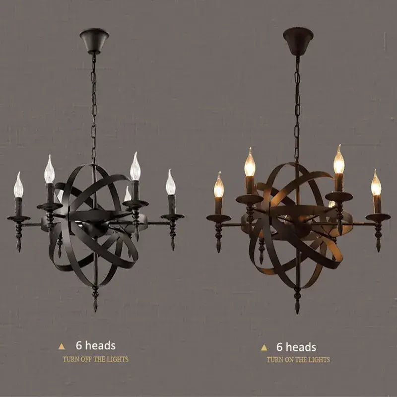 Black Globe Iron Chandelier