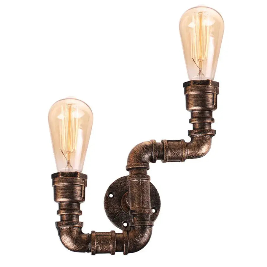 Rust Pipe Wall Light