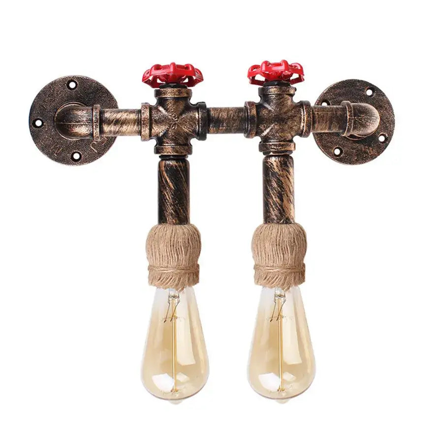 Rust Pipe Wall Light