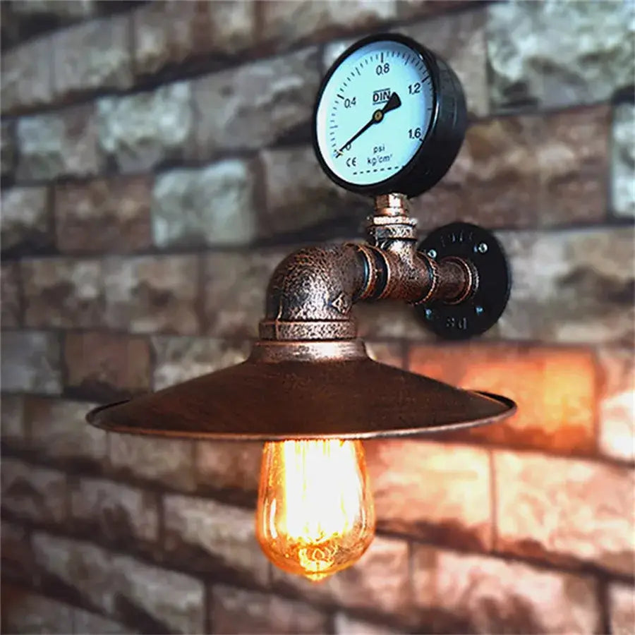 Rust Pipe Wall Light
