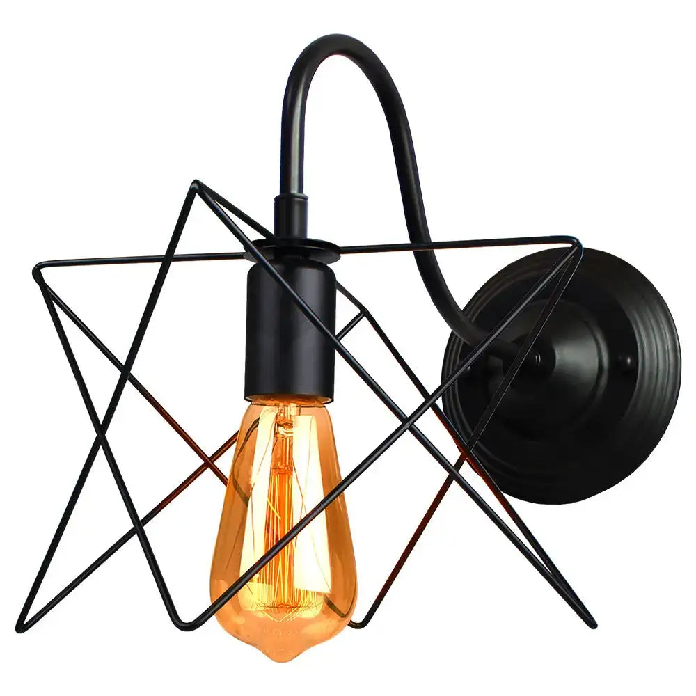 Black Cage Wall Sconce with Sturdy Metal Frame