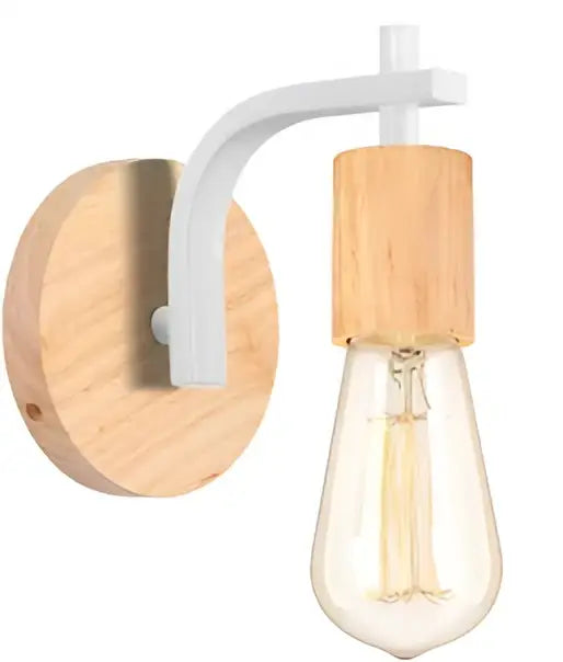 White Wood Wall Sconce with Metal Accent Frame