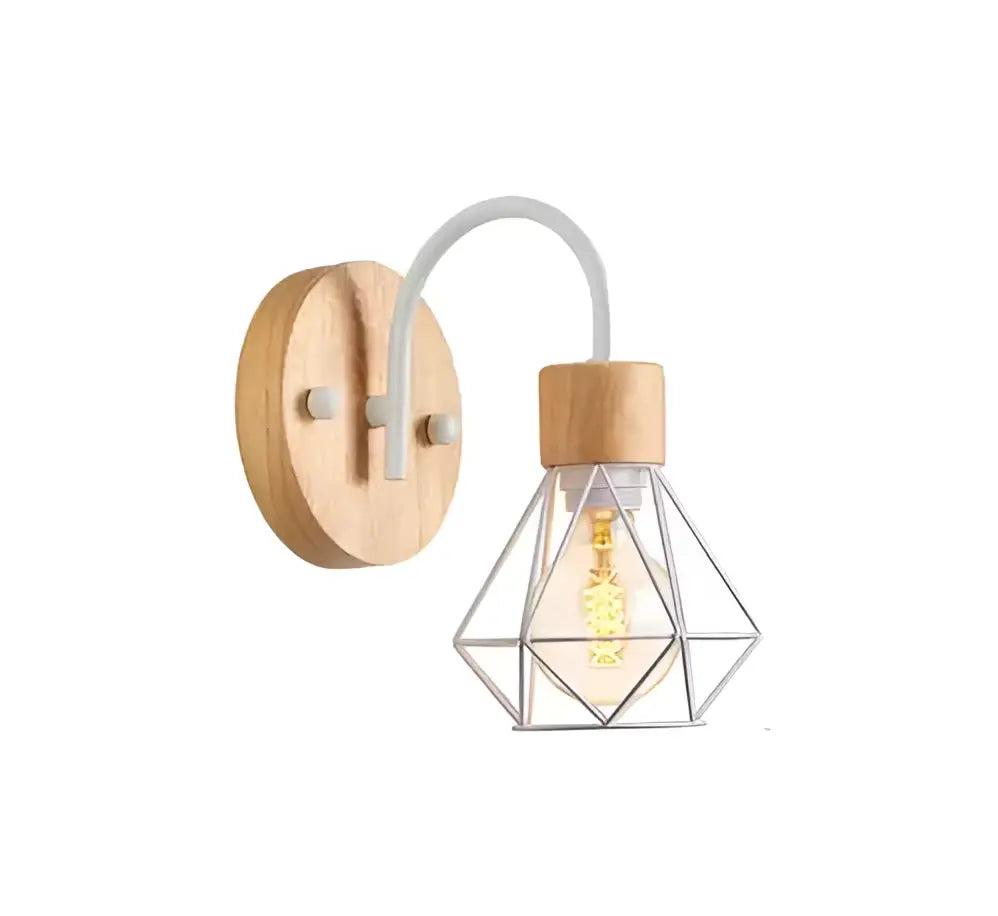 White Wood Wall Sconce with Metal Accent Frame