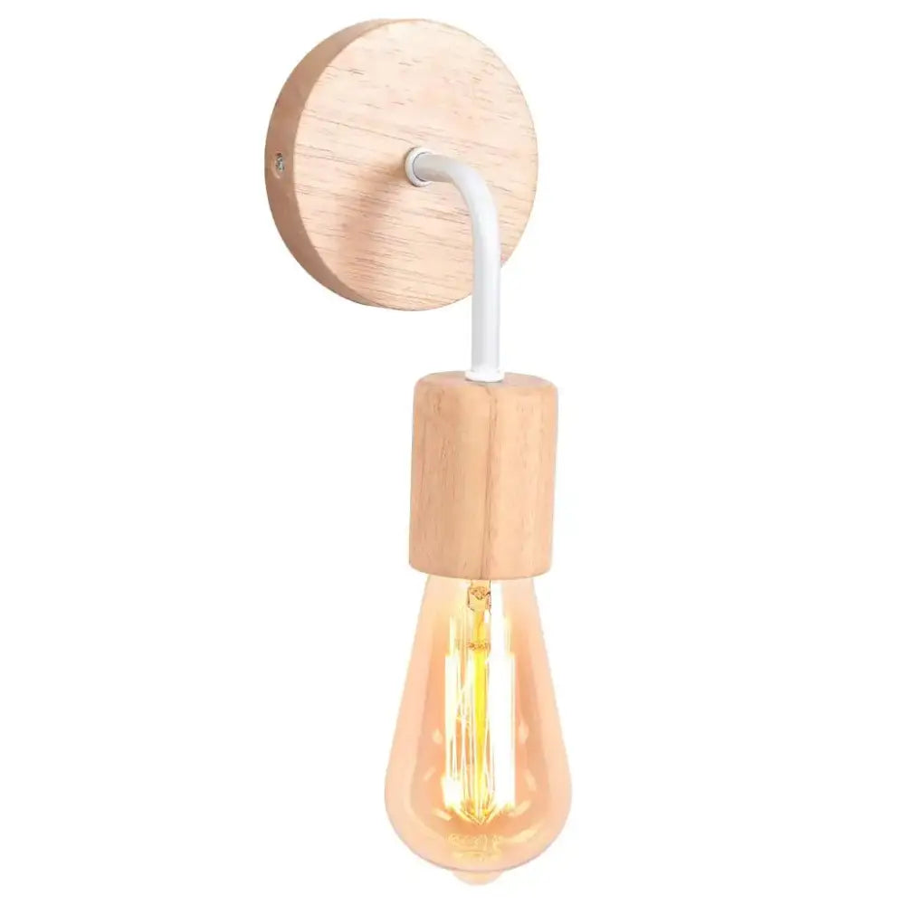 White Wood Wall Sconce with Metal Accent Frame