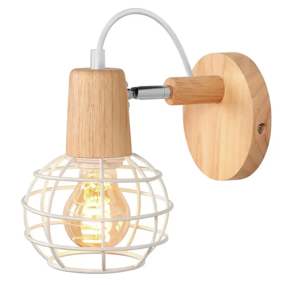 White Wood Wall Sconce with Metal Accent Frame