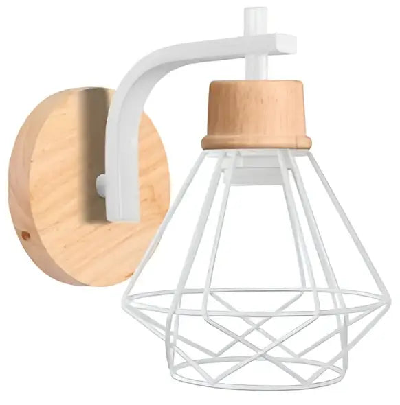 White Wood Wall Sconce with Metal Accent Frame