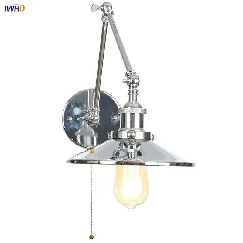 Chrome Swing Arm Sconce with Vintage Design