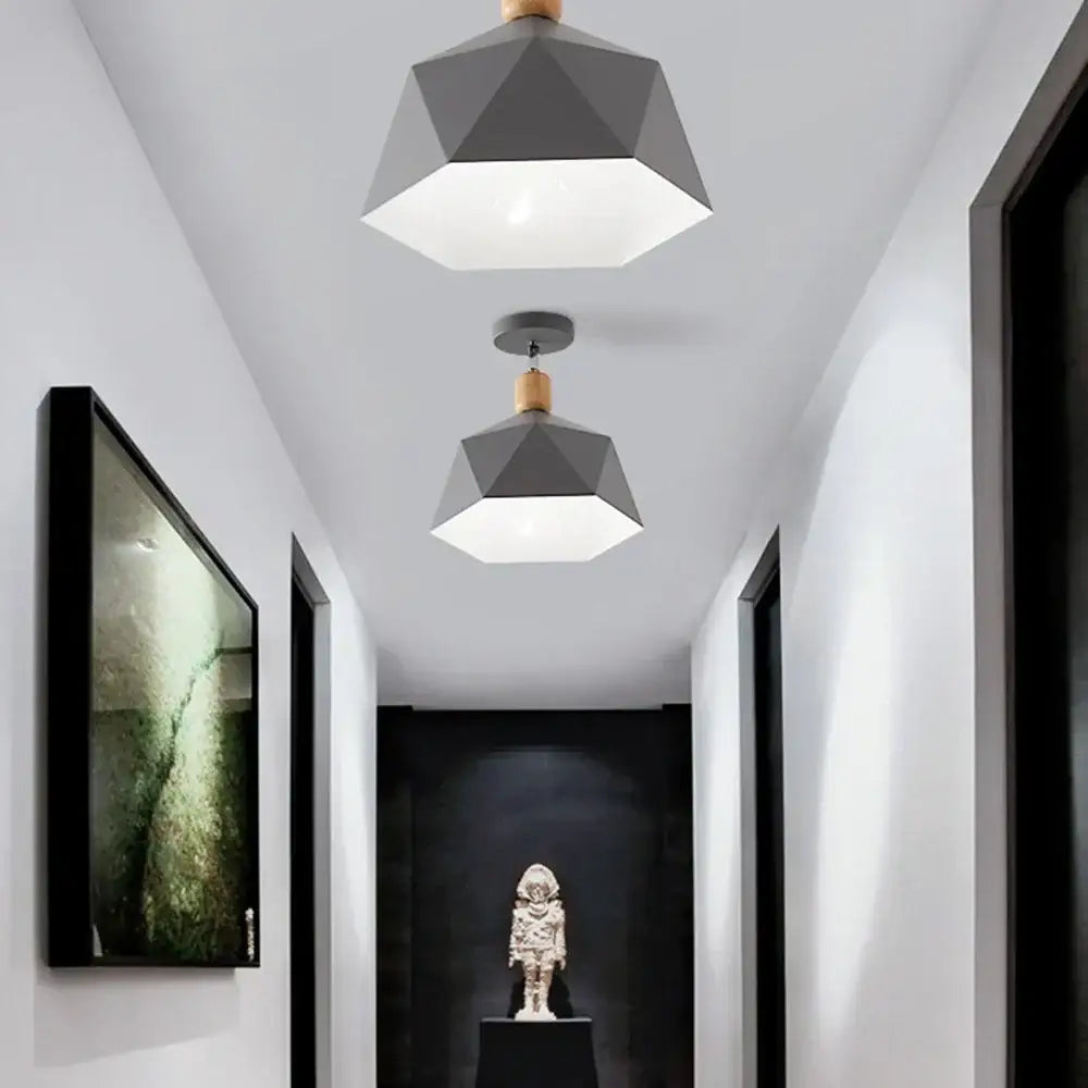Green Wood Pendant Light for Vintage Kitchen
