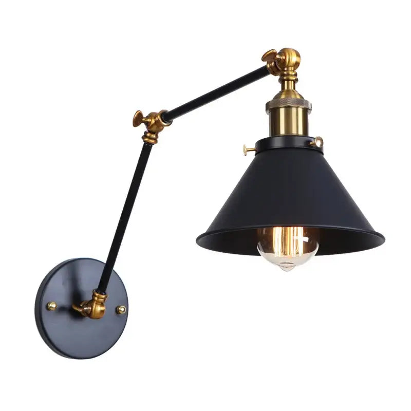 Black Brass Wall Lamp with Swing Arm Design