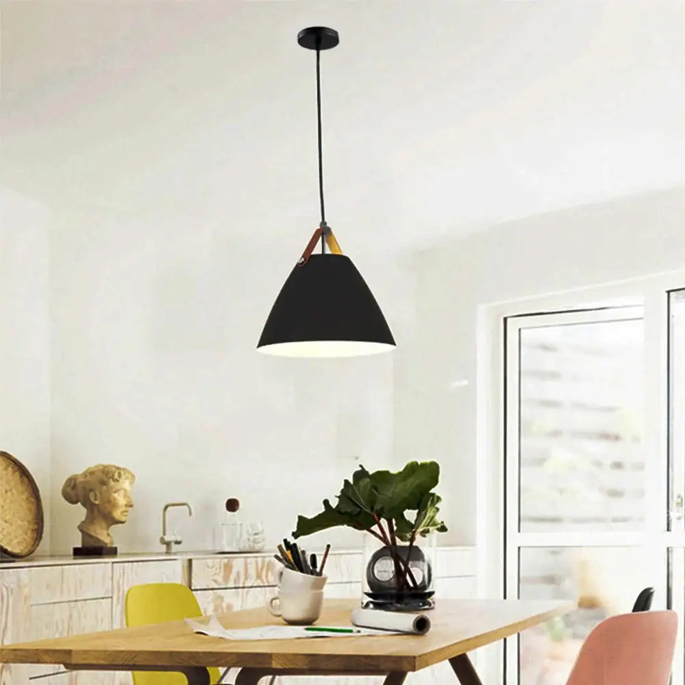 Black Wood Pendant Light for Kitchen and Dining
