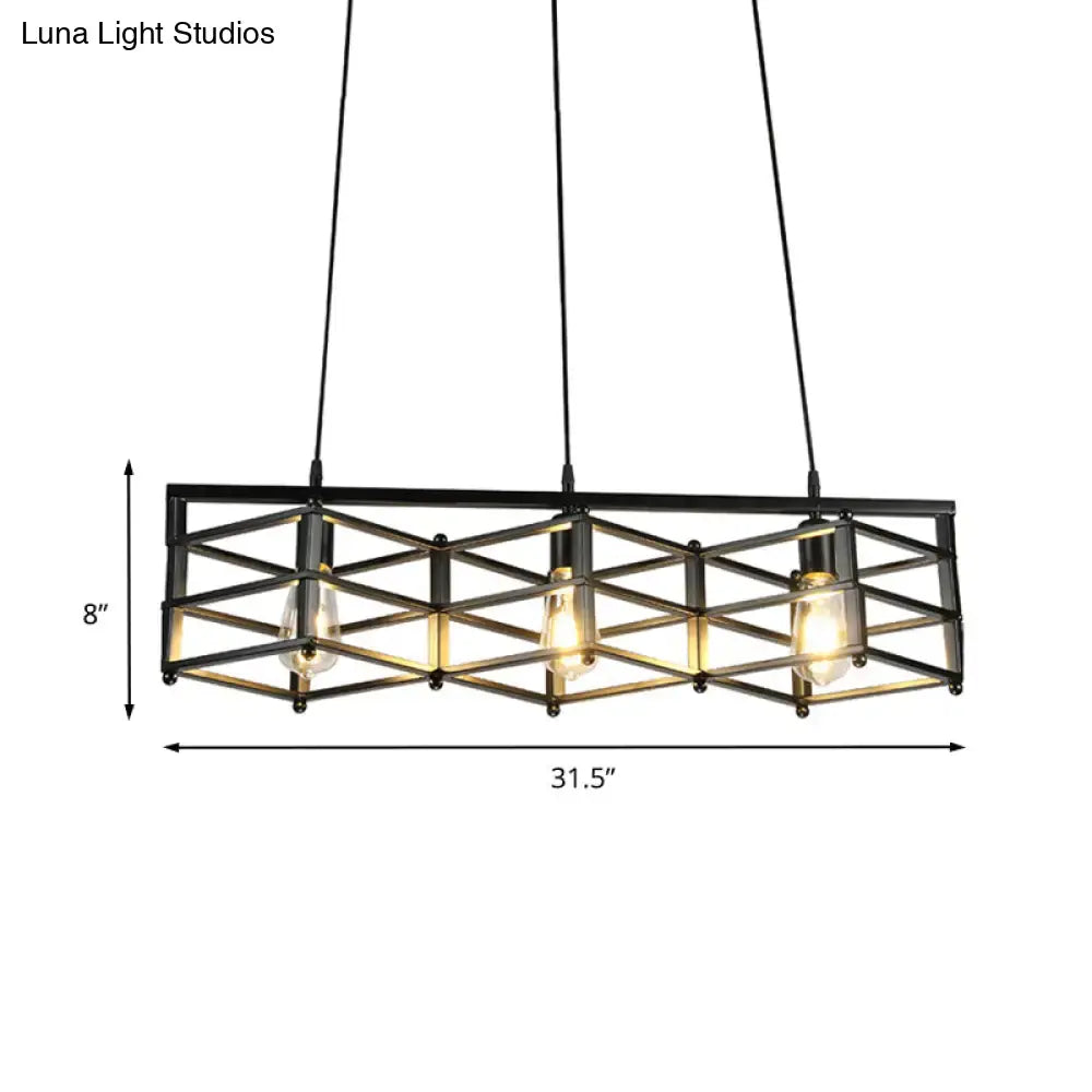 Black Cage 32-Inch Three-Light Pendant