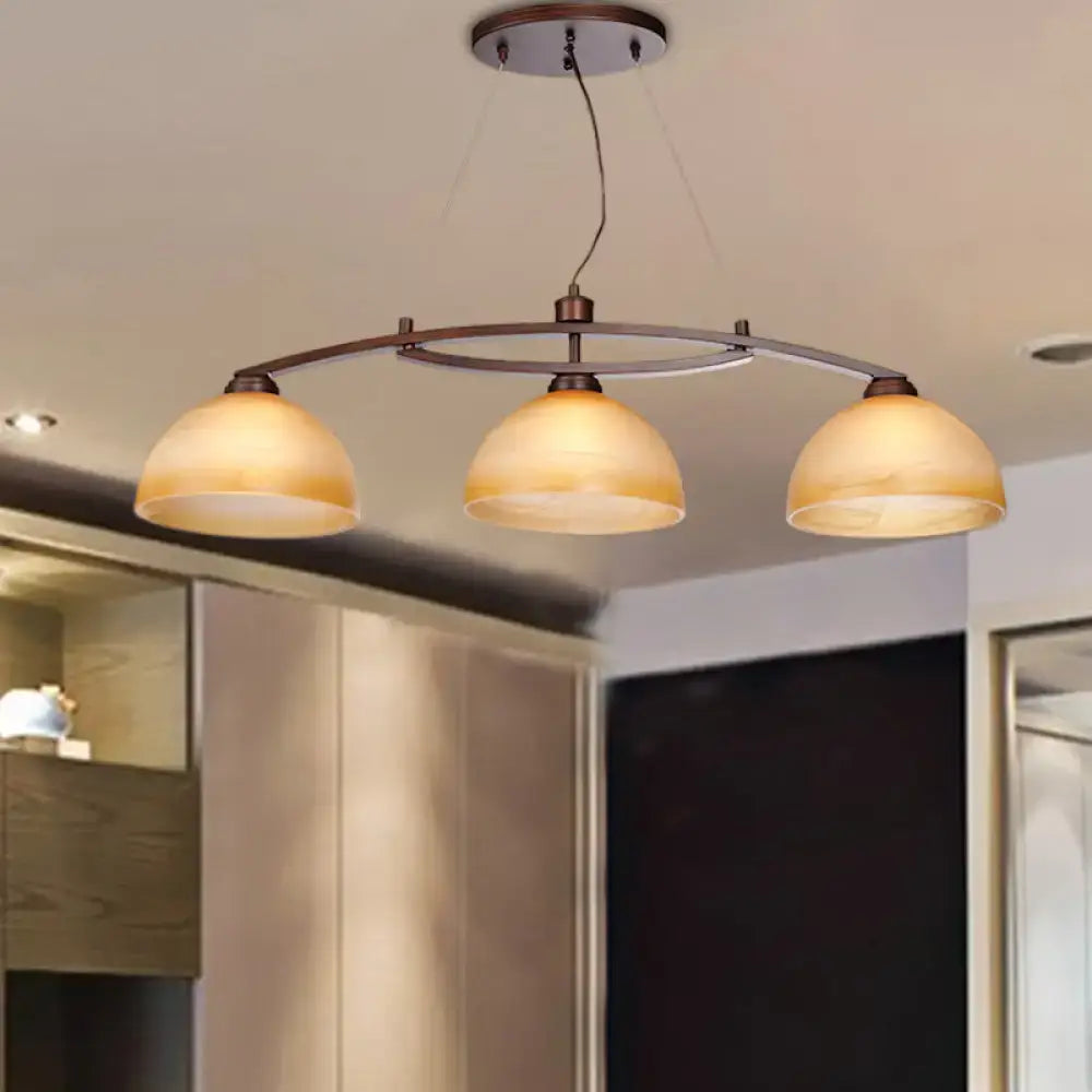 Bronze Amber Glass Island Light