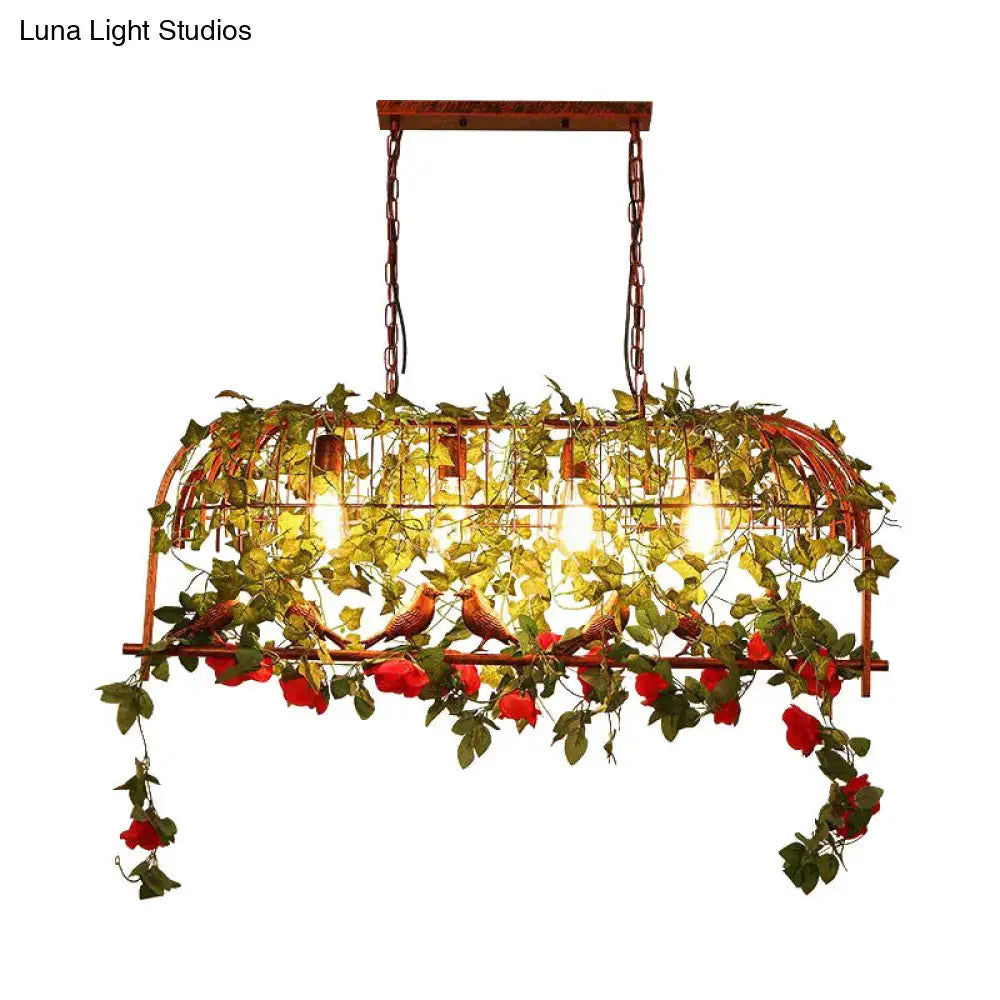 Rust Bird Cage Chandelier
