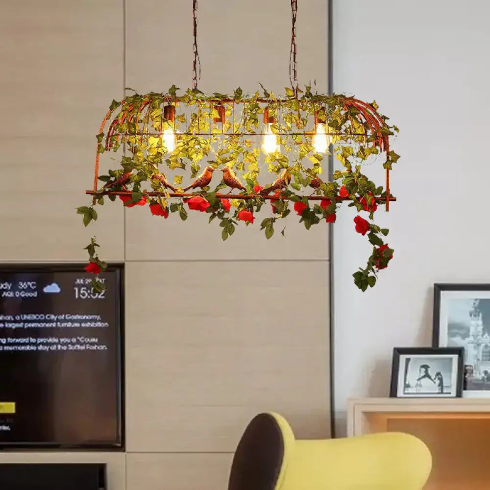 Rust Bird Cage Chandelier