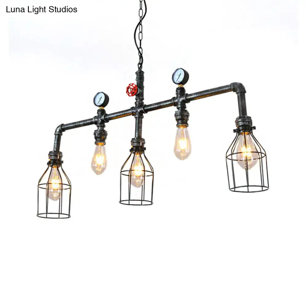 Silver Caged Hanging Lamp