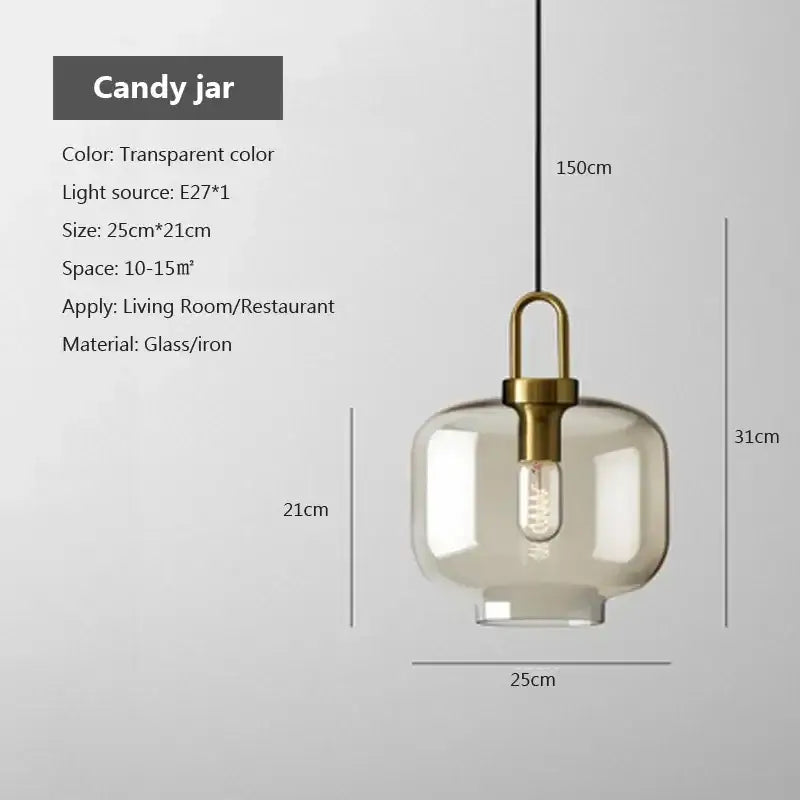 Smoked Glass Brass Pendant