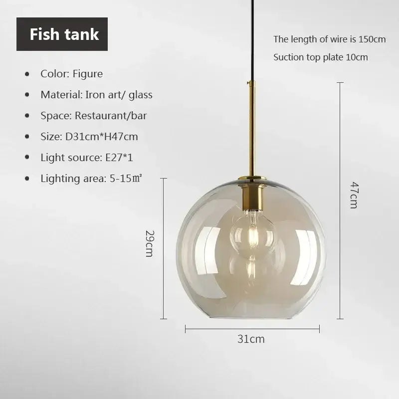 Smoked Glass Brass Pendant
