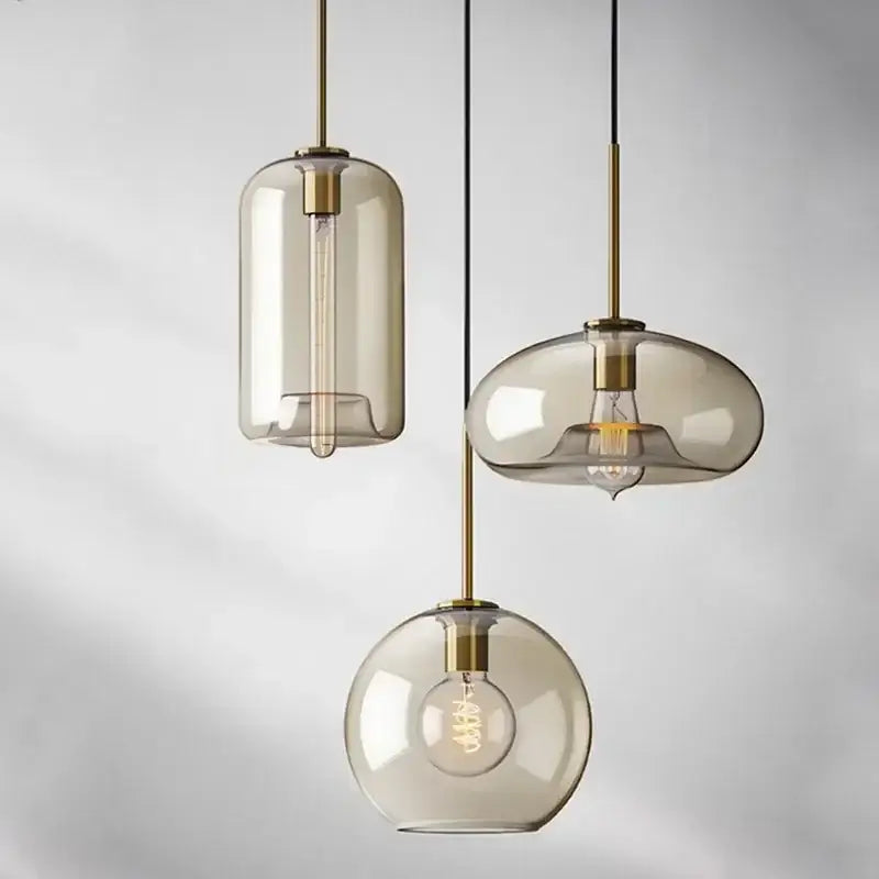 Smoked Glass Brass Pendant