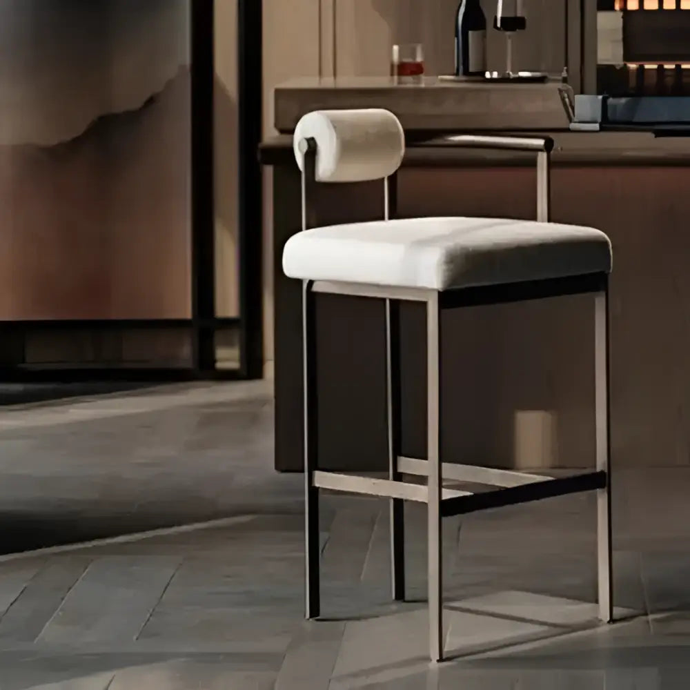 White Upholstered Bar Chair