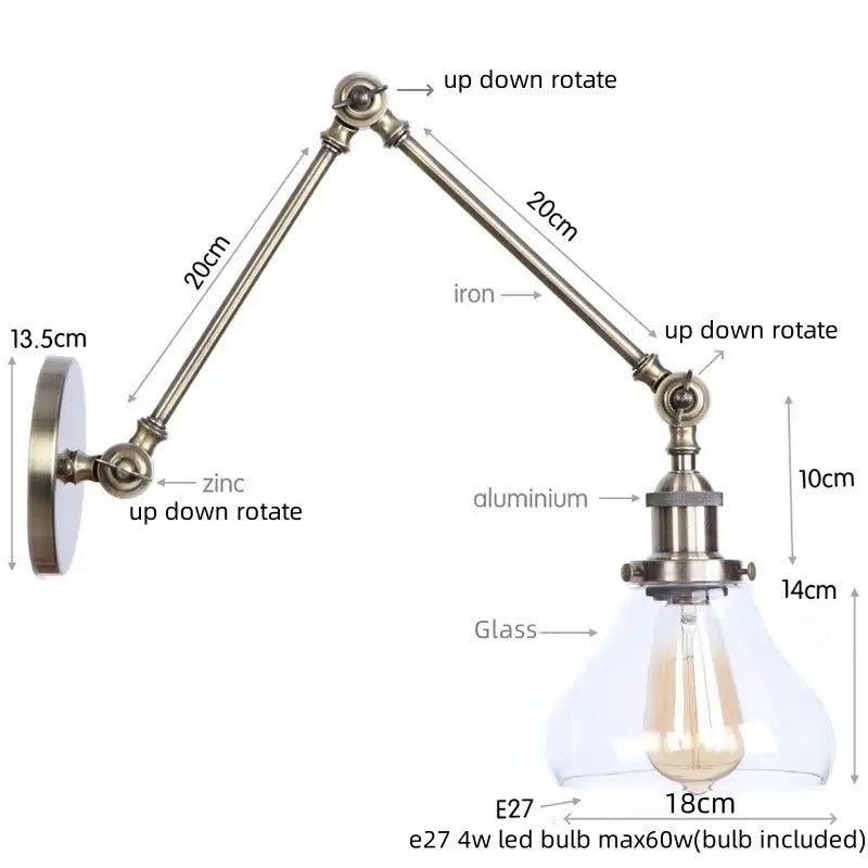 Antique Brass Swing Arm Sconce