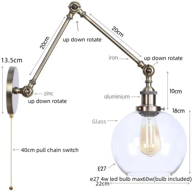 Antique Brass Swing Arm Sconce