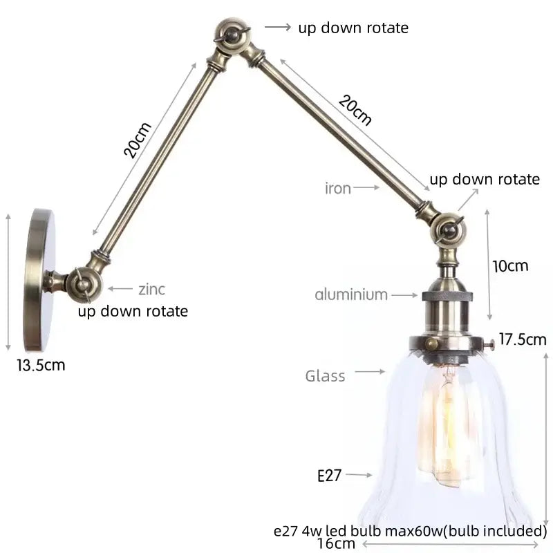 Antique Brass Swing Arm Sconce