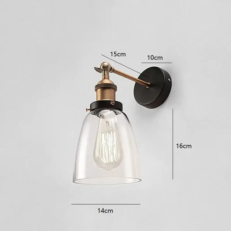 Black Brass Glass Wall Sconce for Bedrooms