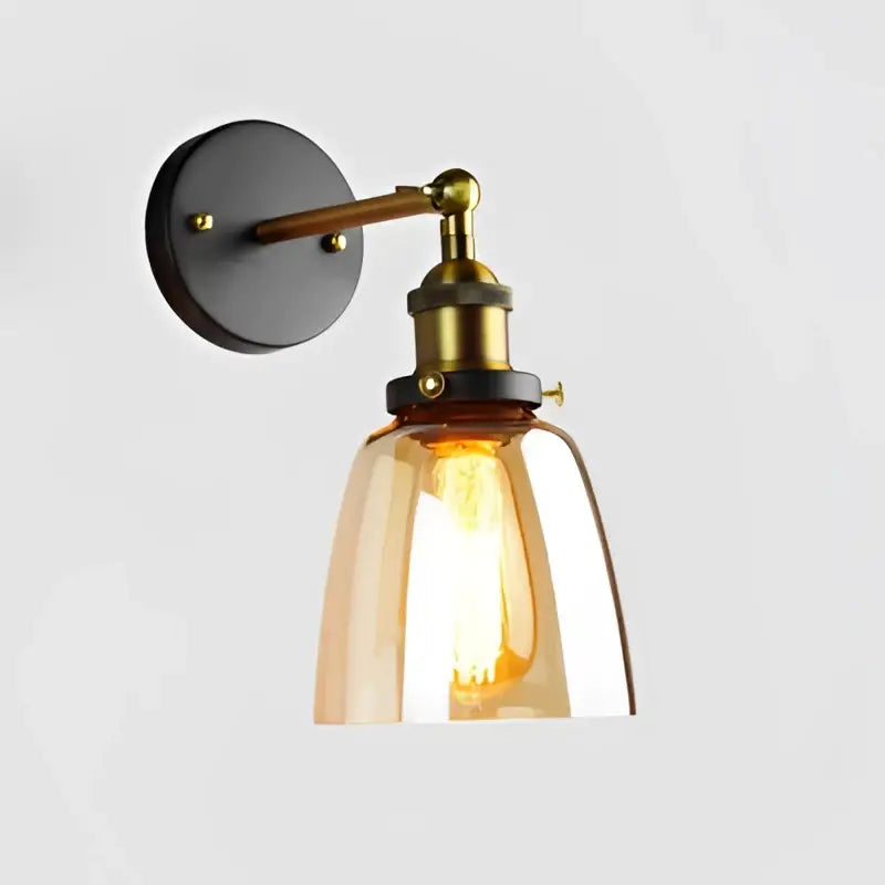 Black Brass Glass Wall Sconce for Bedrooms