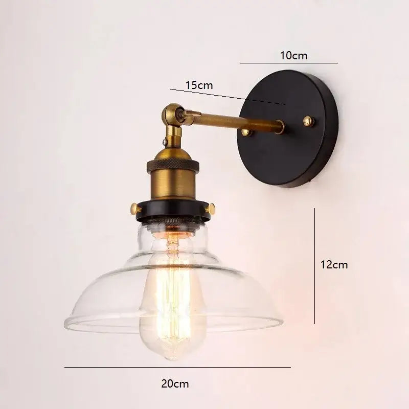 Black Brass Glass Wall Sconce for Bedrooms