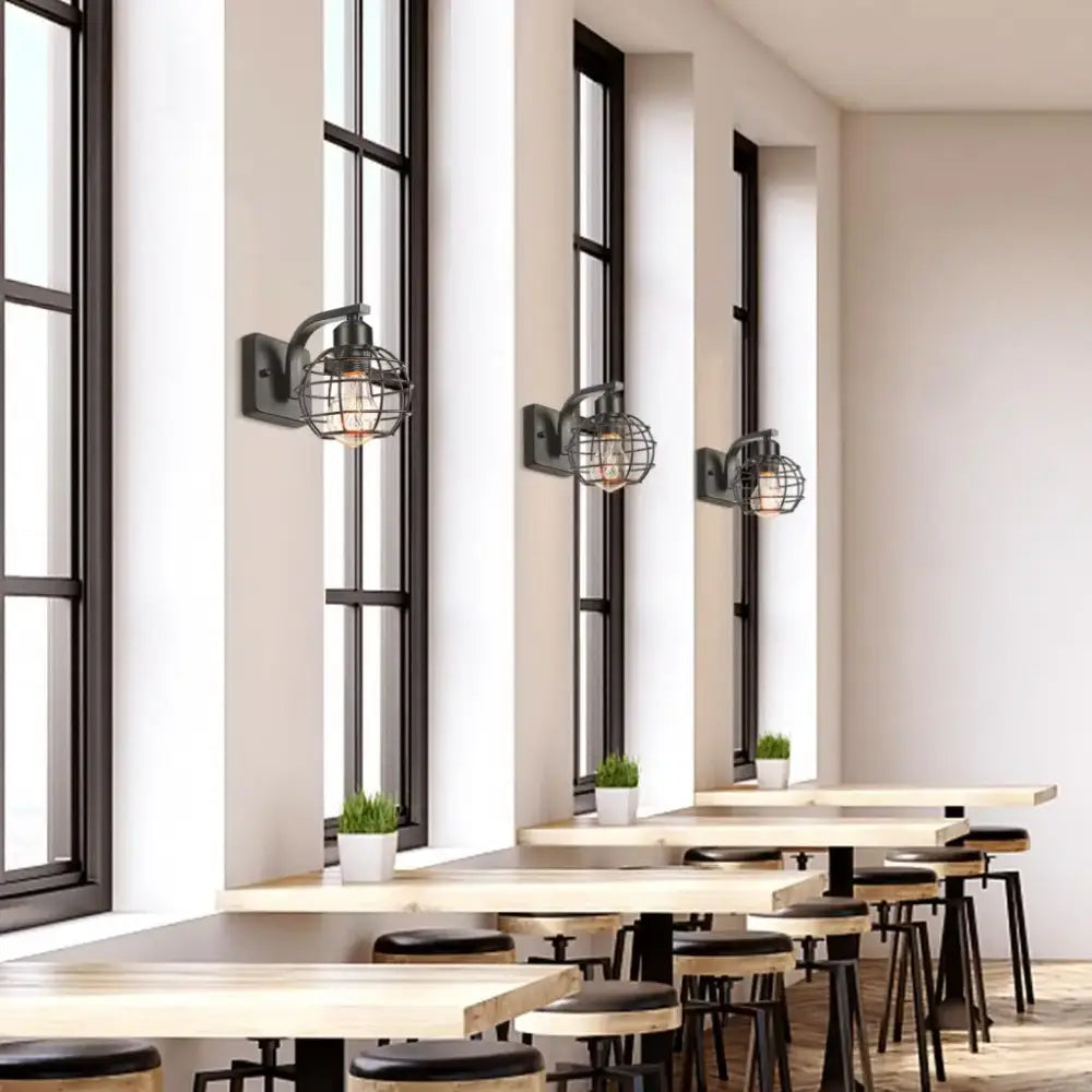 Black Iron Cage Sconce