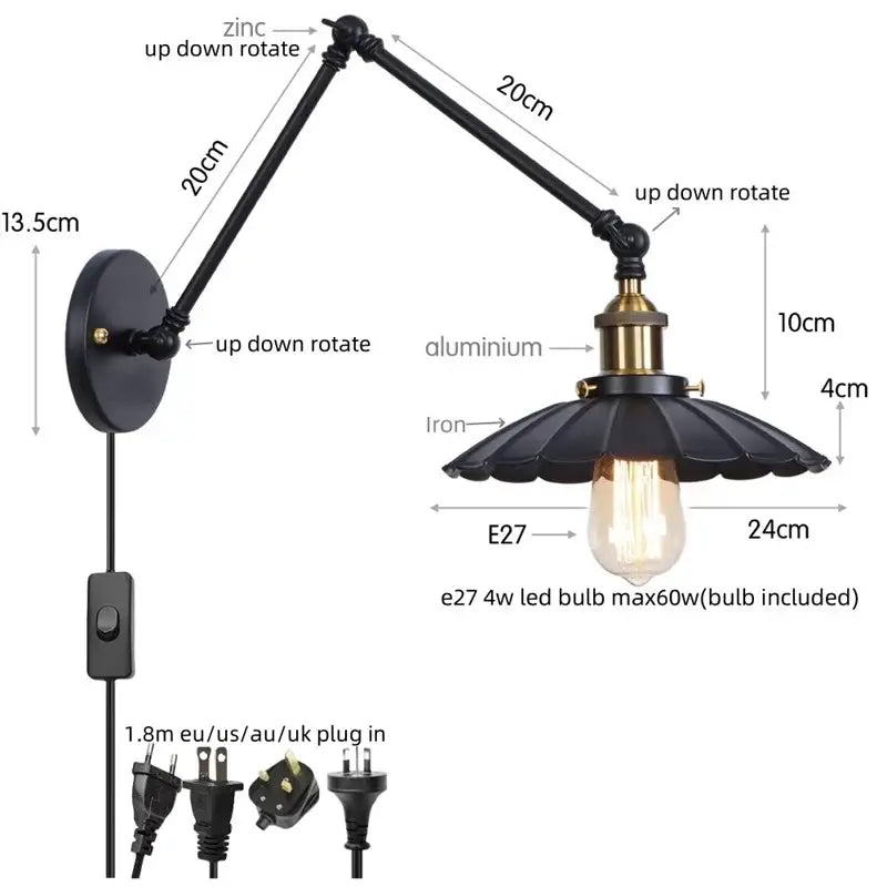 Black Iron Adjustable Sconce