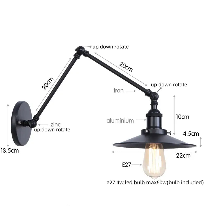 Black Iron Adjustable Sconce