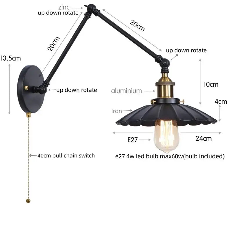 Black Iron Adjustable Sconce