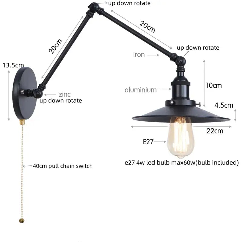 Black Iron Adjustable Sconce
