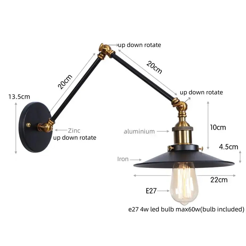 Black Iron Adjustable Sconce