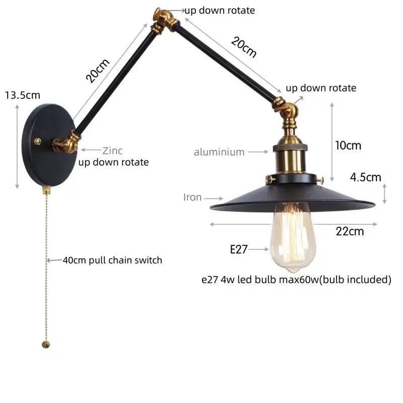 Black Iron Adjustable Sconce