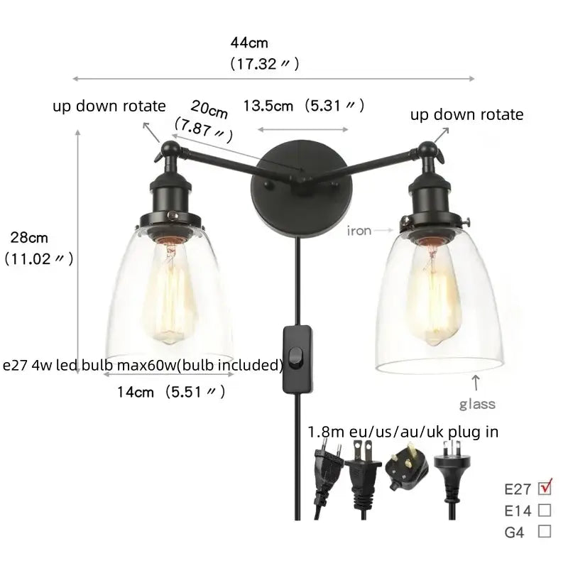 Black Glass Sconce Lamp