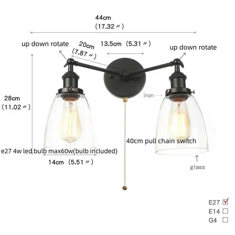 Black Glass Sconce Lamp