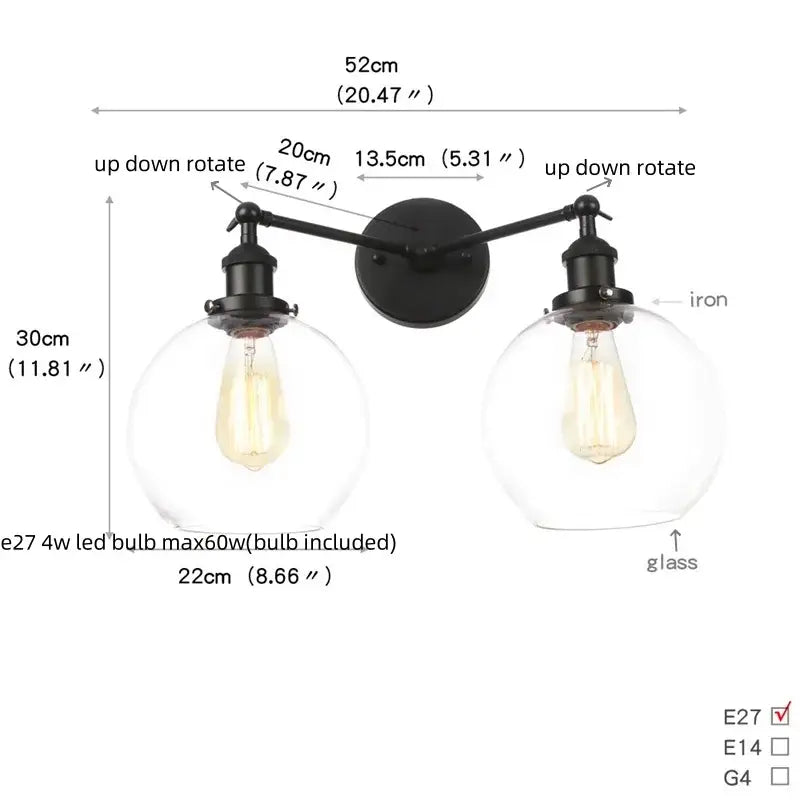 Black Glass Sconce Lamp