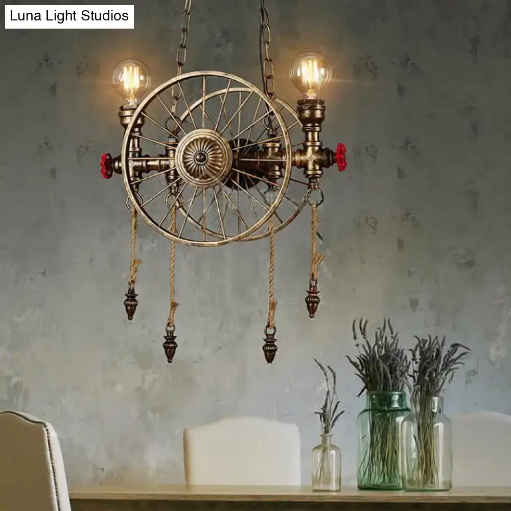 Brass Wheel Pendant Light