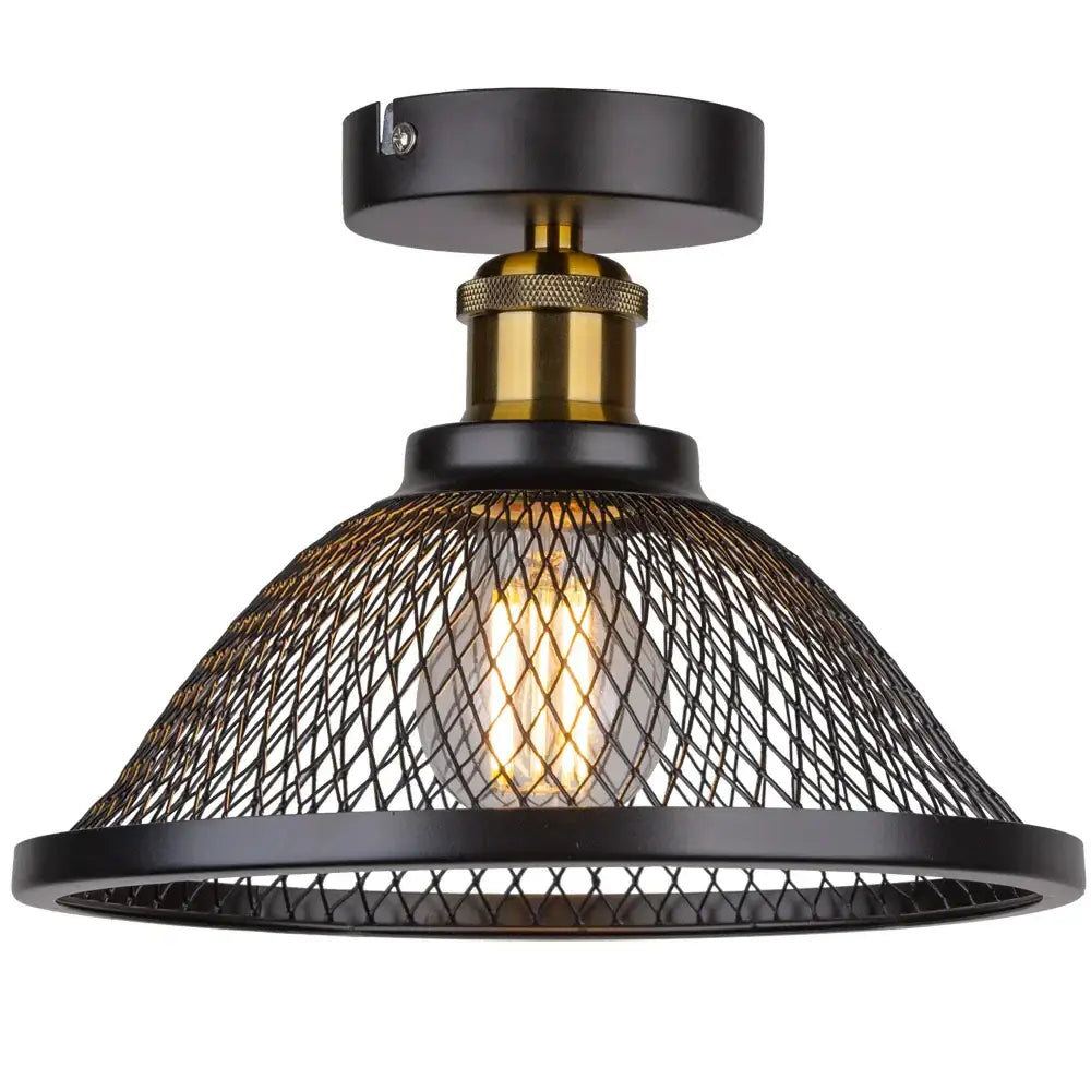 Black Brass Cage Ceiling Light