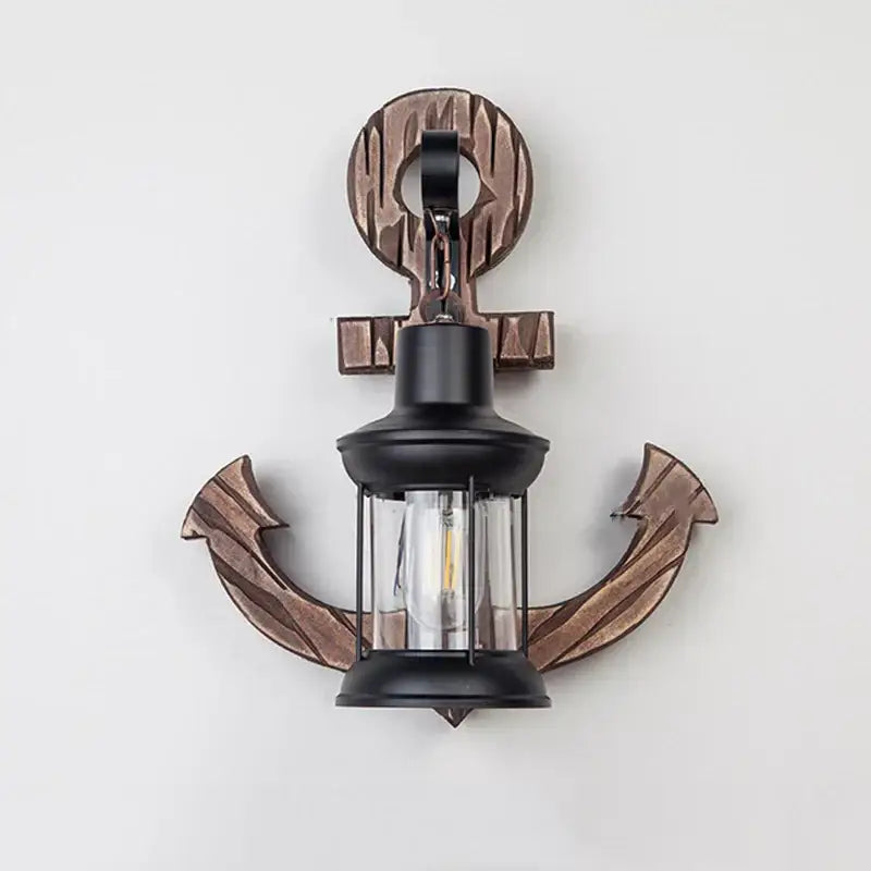 Wood Wall Lamp Bronze Lantern