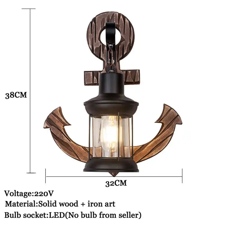 Wood Wall Lamp Bronze Lantern
