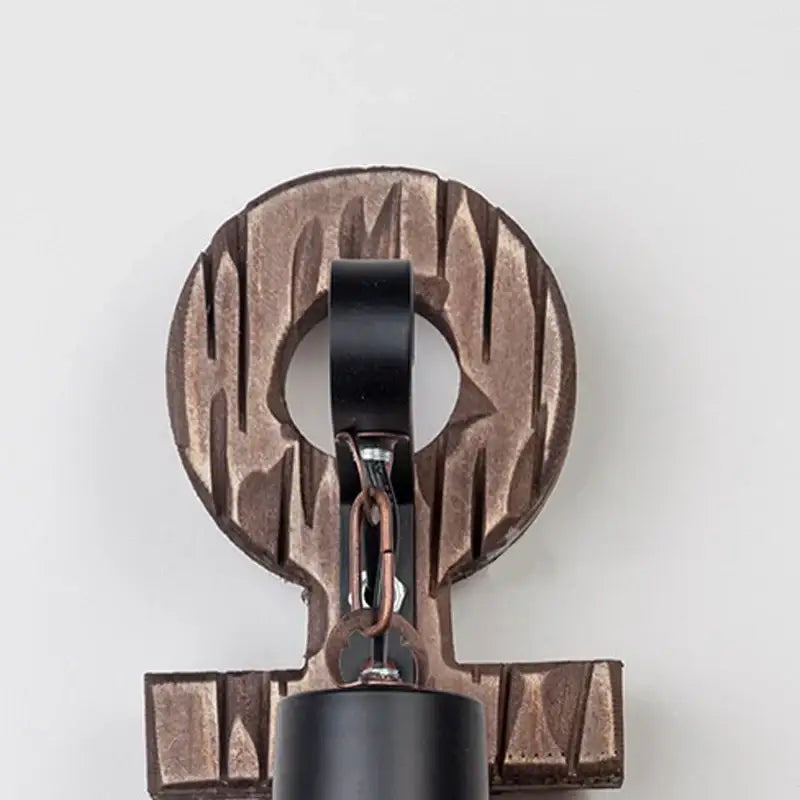 Wood Wall Lamp Bronze Lantern