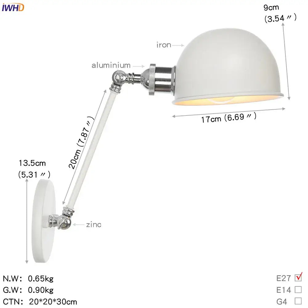 White Chrome Swing Arm Sconce