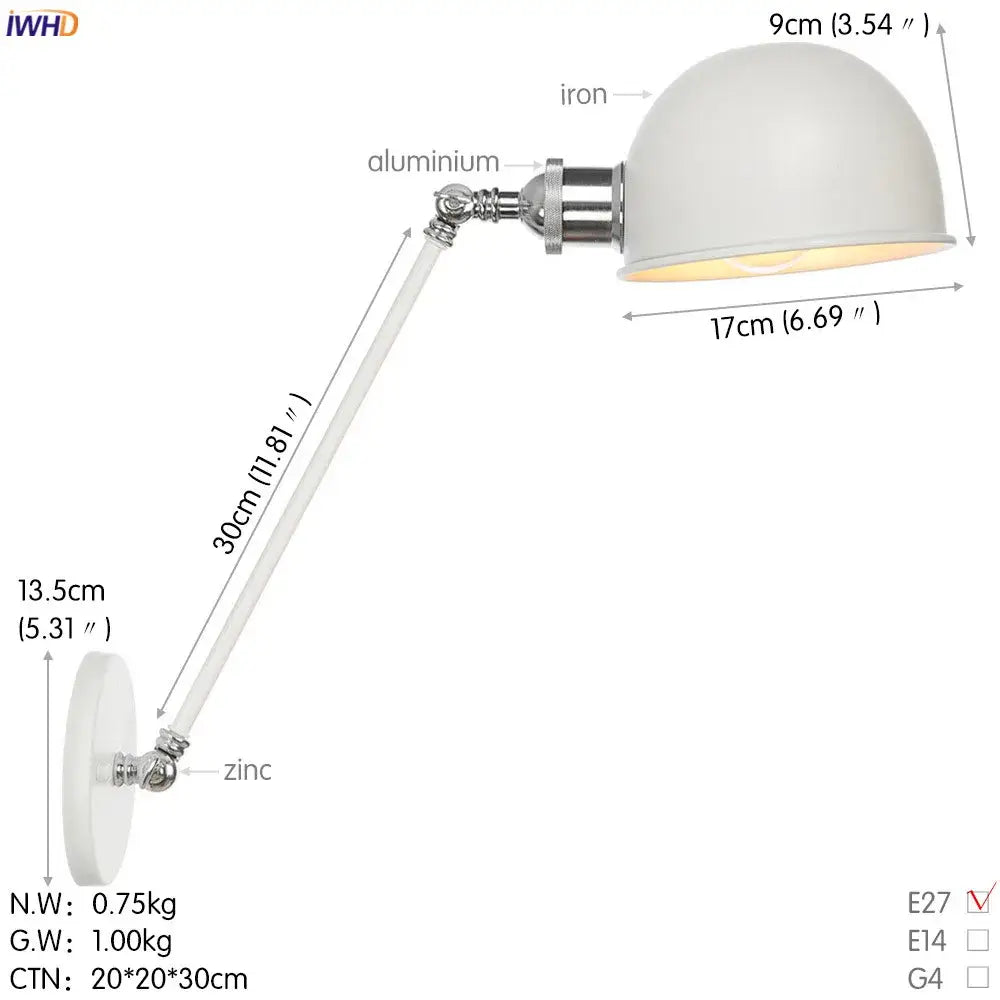 White Chrome Swing Arm Sconce
