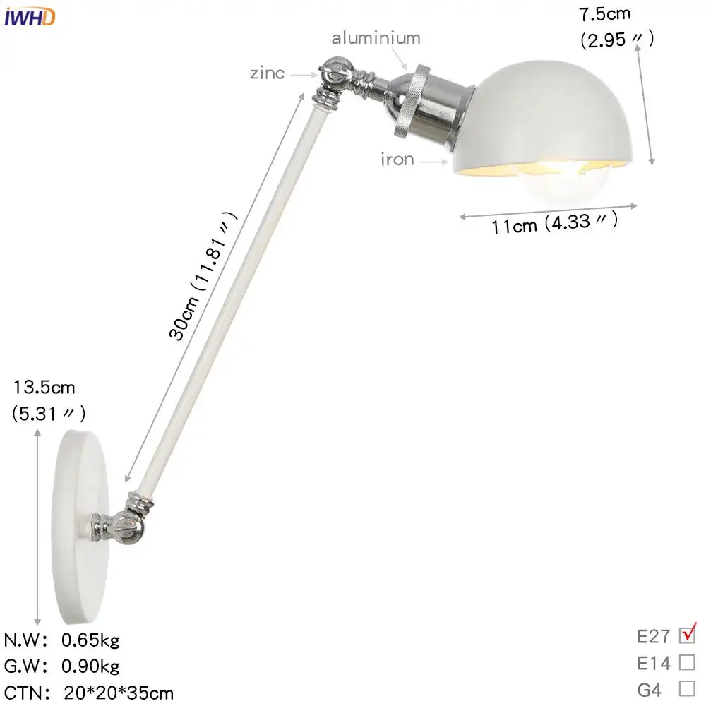 White Chrome Swing Arm Sconce