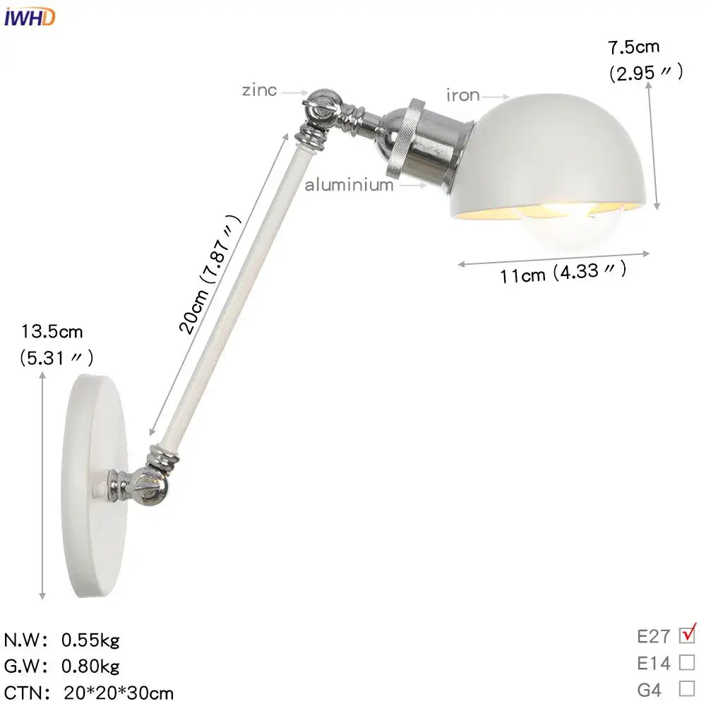 White Chrome Swing Arm Sconce