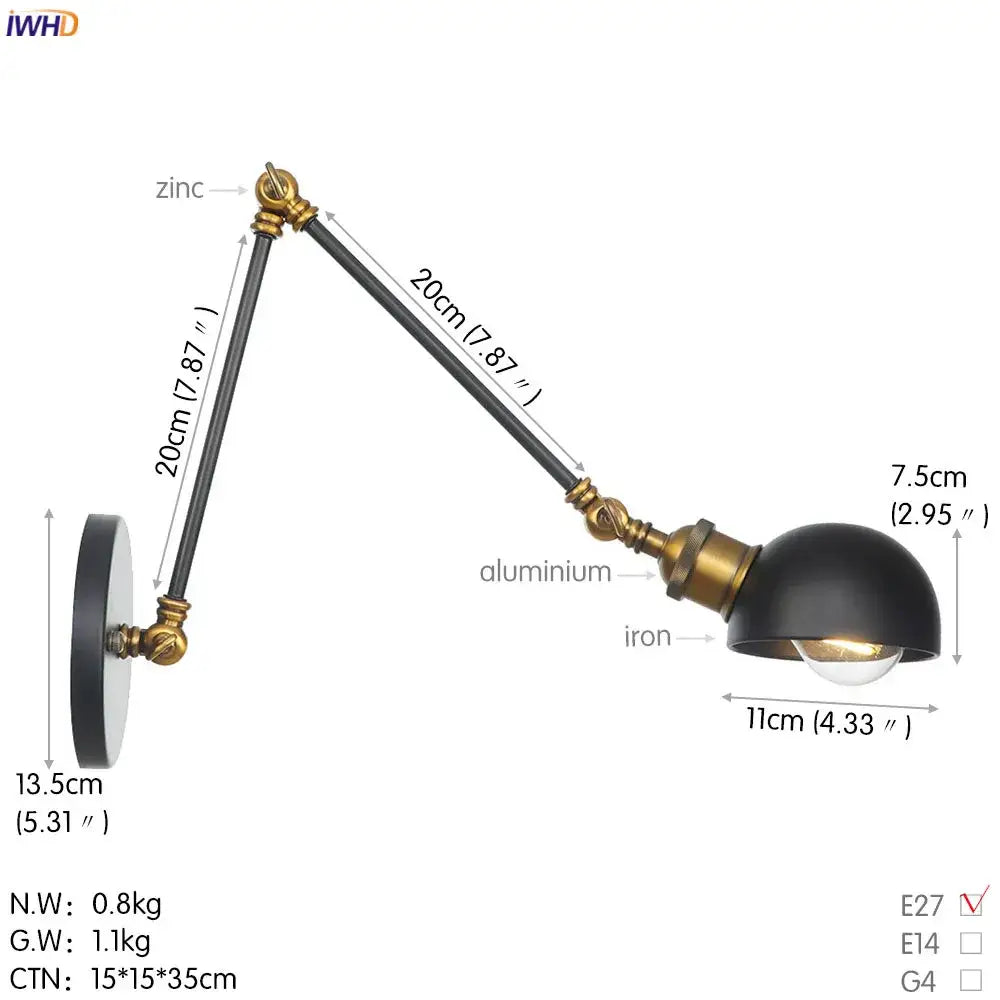 White Chrome Swing Arm Sconce